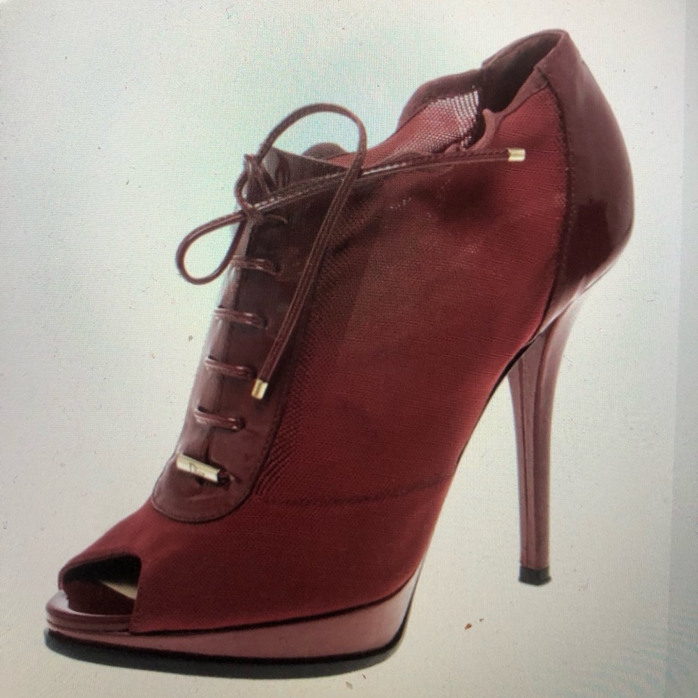 Dior leather and mesh peep toe ankle booties